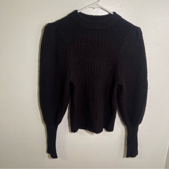 Leith Crewneck Balloon Sleeve Sweater Black XS - Picture 4 of 13